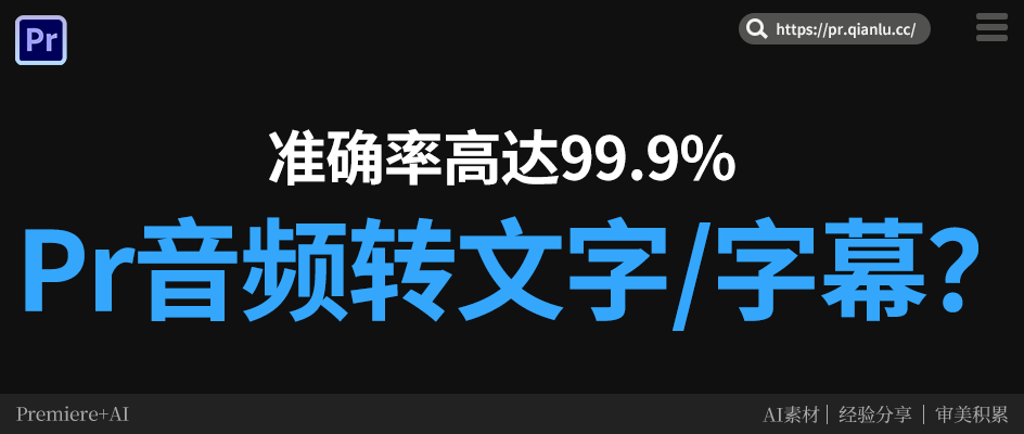 如何在 Pr 中音频转文字/字幕？新手小白快速上手！