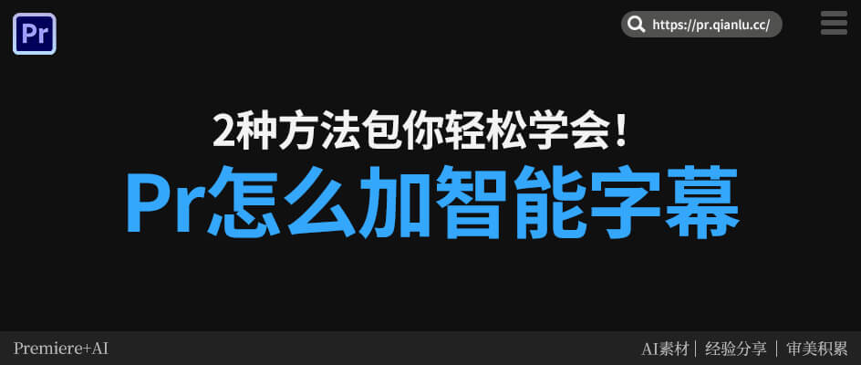 Pr 怎么加智能字幕，2 种方法包你轻松学会！