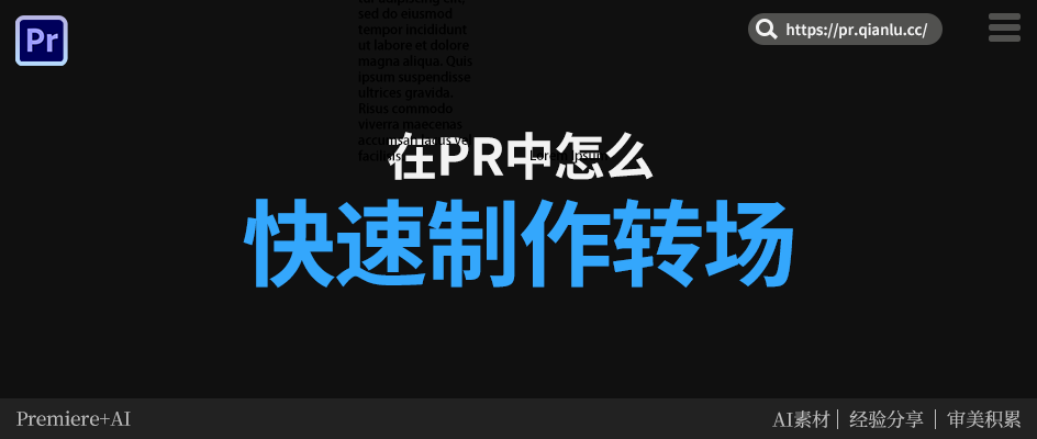 在 Pr 中怎么快速制作转场？5 年剪辑师的一整套实用思路