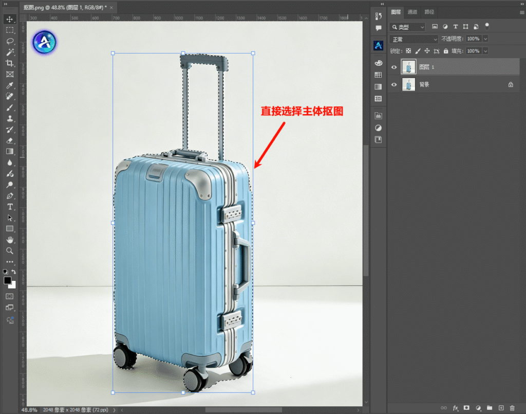 使用直接选择主体抠图