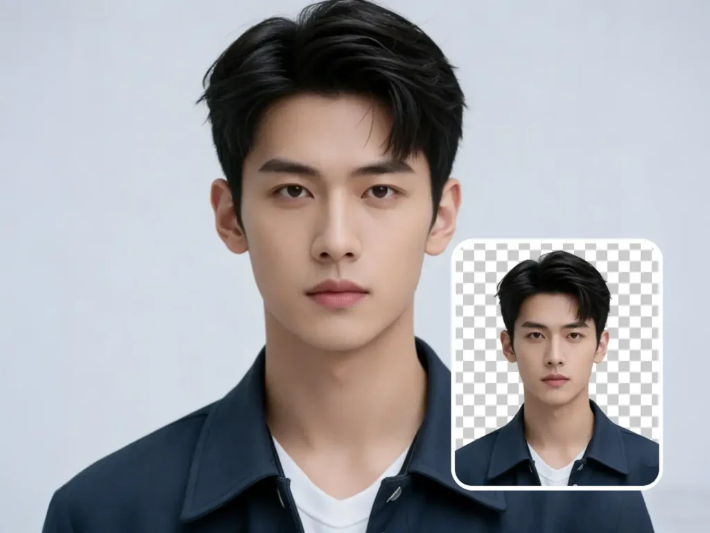 证件照抠图流程效果图