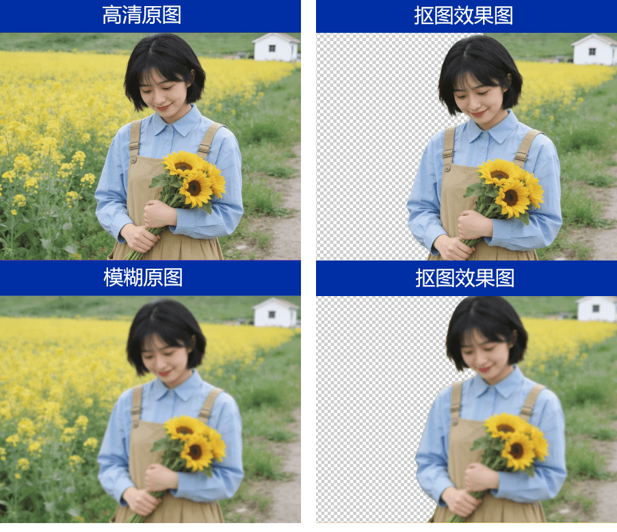 高清vs模糊抠图效果