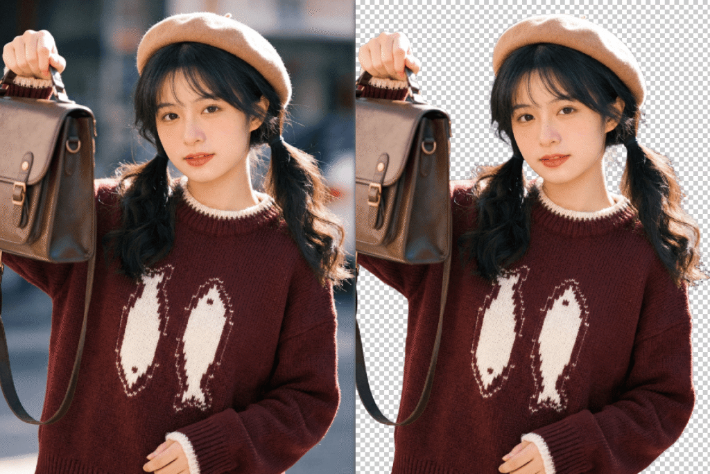 去背景图片左右对比展示效果