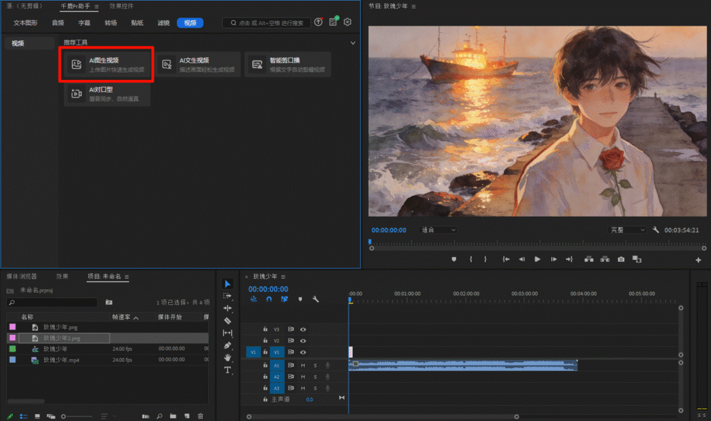 打开助手中的图生视频